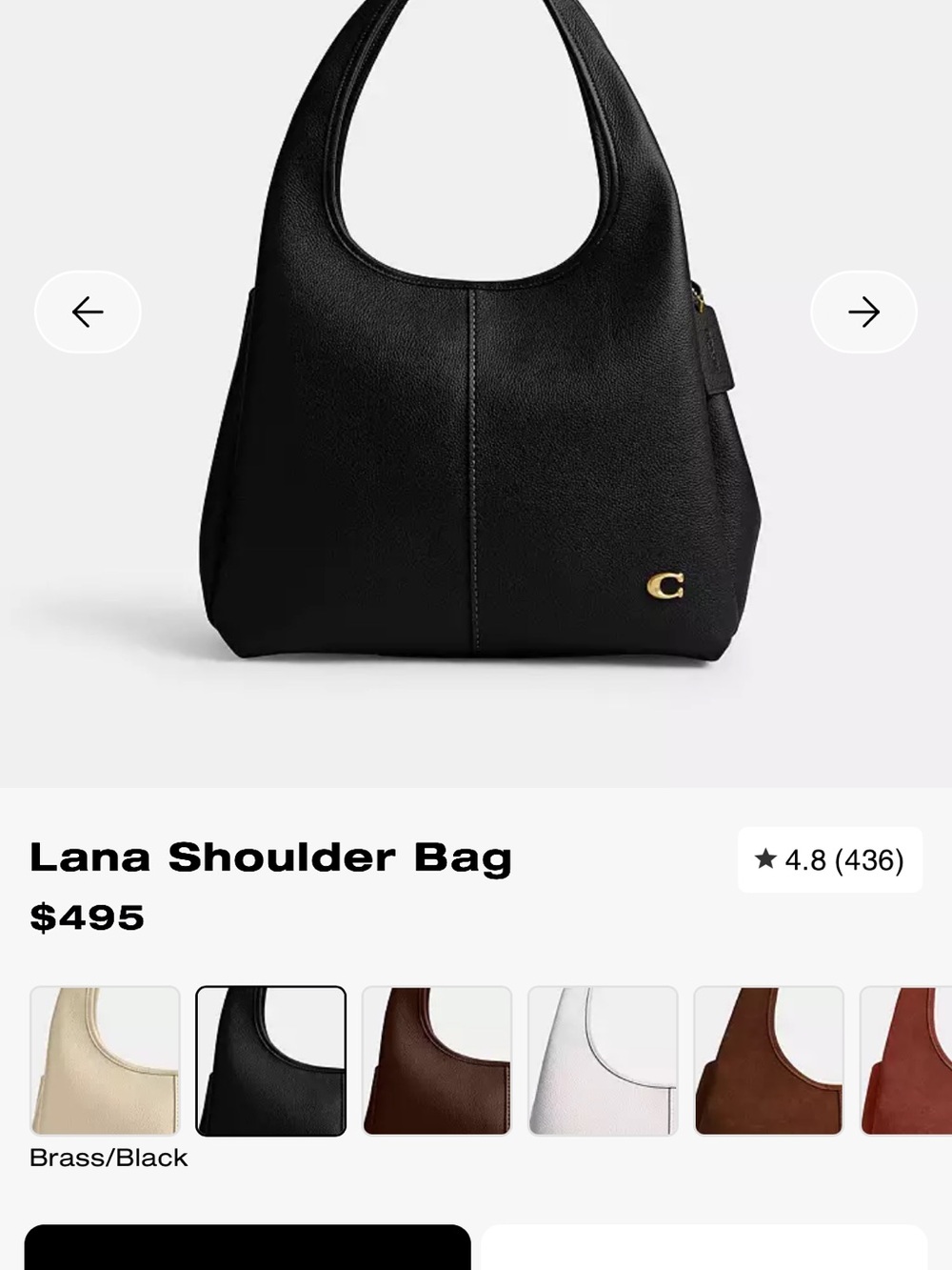 Coach Lana Shoulder Bag - Black with Brass Hardware